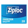 Ziploc Zipper Freezer Bags, 1 gal, 2.7 mil, 9.6 x 12.1, Clear, PK28 314445BX